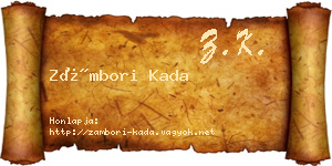 Zámbori Kada névjegykártya